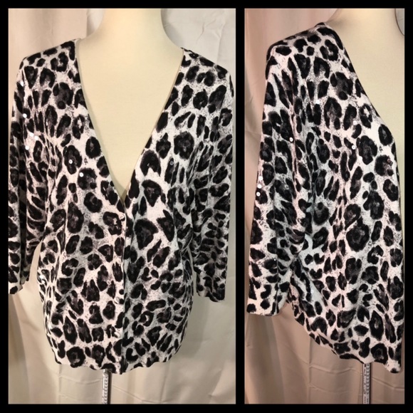 Last Call! Black and White Animal Print Cardigan - Picture 2 of 5
